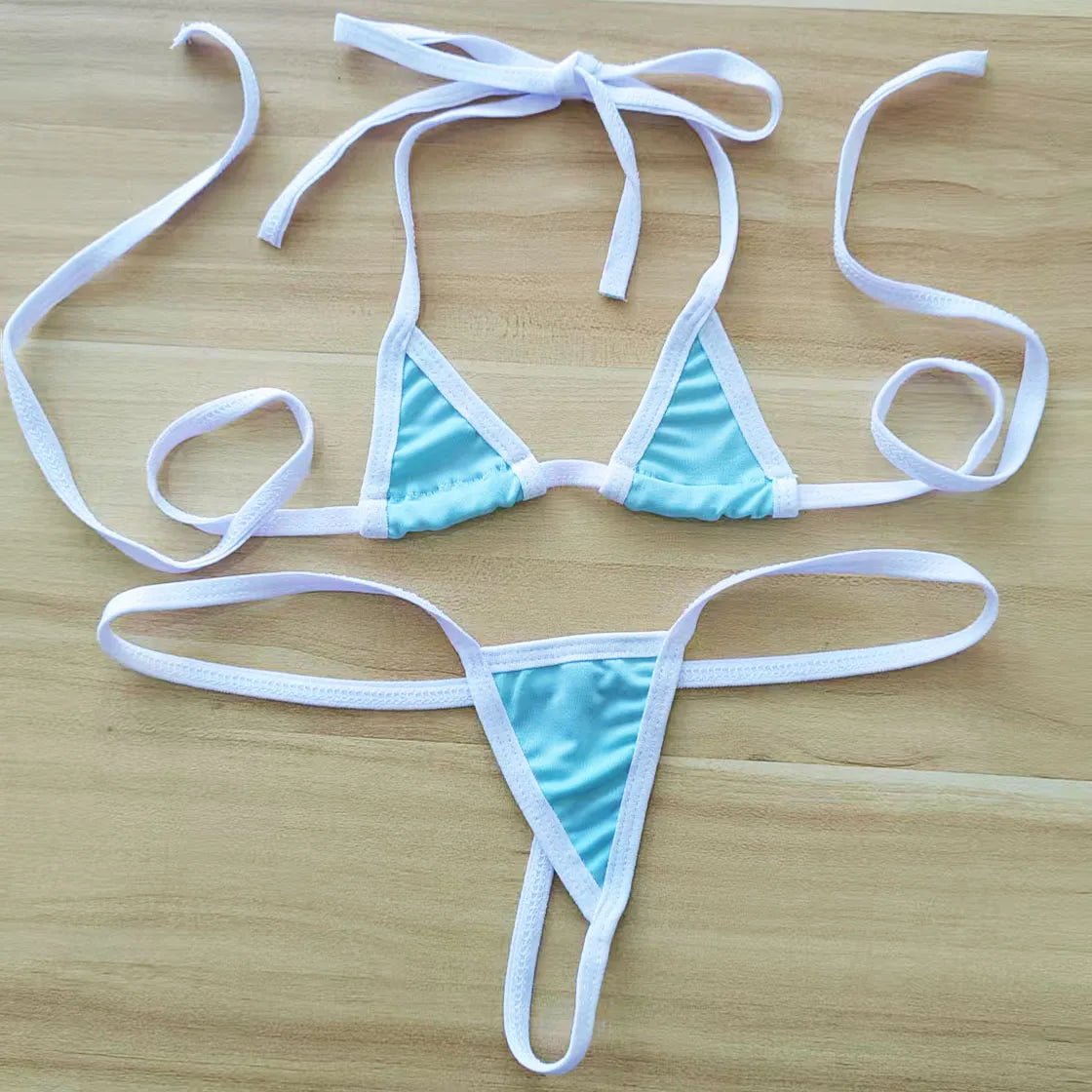 2 Piece Halter Neck Bikini Lingerie Set Mini Bikini Open Micro Bra Top Briefs Panties Swimwear Swimsuit The Clothing Company Sydney