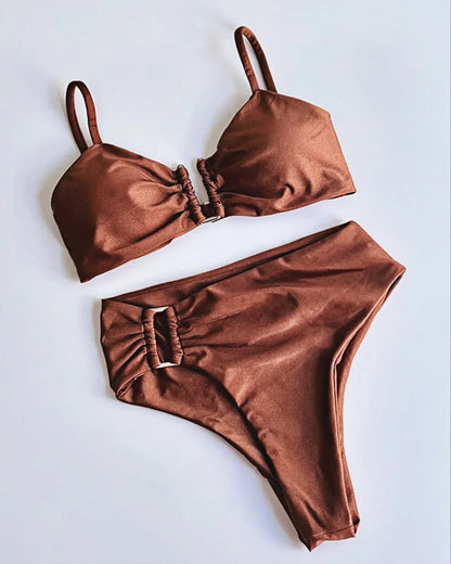 2 Piece Bandeau Bikini Push Up Swimsuit Swimwear Brazilian Bikini Set Thong Swim Suits Solid Beachwear The Clothing Company Sydney