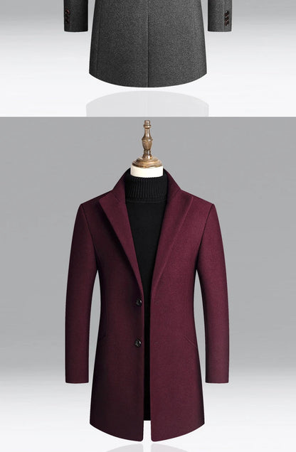 Business Casual Trench Coat Men Style Winter Coat Men's Autumn and Winter Wool Mix Coat Jacket - The Clothing Company Sydney