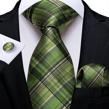 Plaid Print Men's Tie Set 8cm Width Neck Tie Handkerchief Cufflinks Business Wedding Tie Gift Set The Clothing Company Sydney