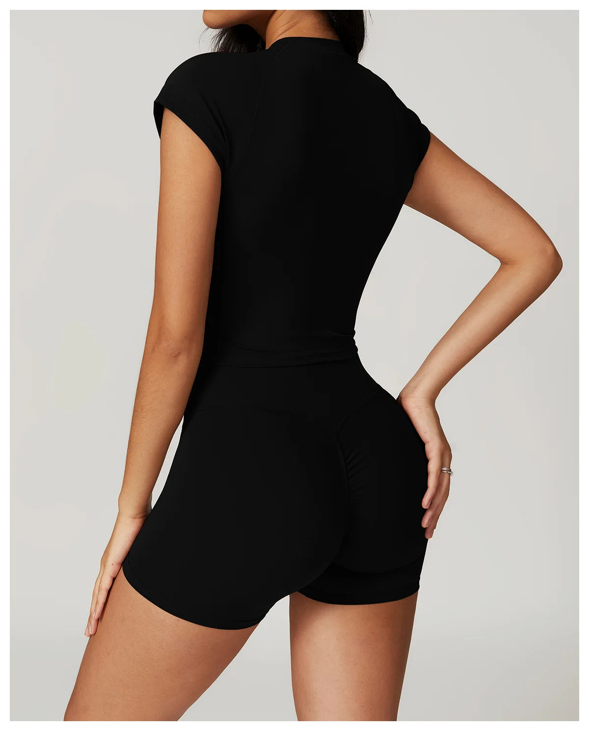 2 Pieces Yoga Gym Clothes Sportswear Suits Women Fitness Short Sleeve Crop Top Sports Bra Gym Leggings Bike Short Set The Clothing Company Sydney