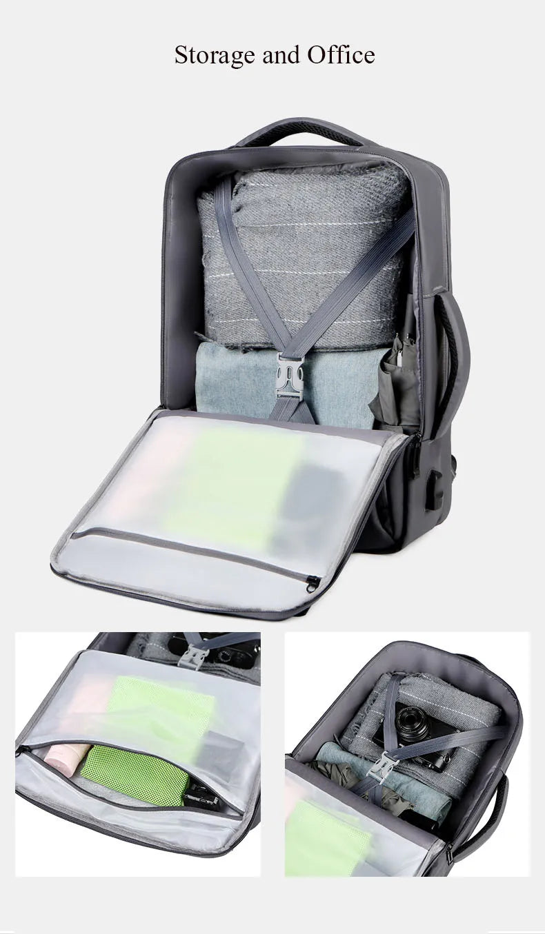 Large Backpack USB Charging Laptop Bagpack Waterproof Business Travel Cabin Hand Luggage Back Pack Bag - The Clothing Company Sydney