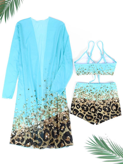 3 Pieces High Waist Bikini Printed Swimsuit Swimwear Beachwear - The Clothing Company Sydney