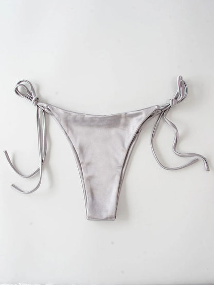 Metallic Halter Triangle Swimsuit Women Swimwear Bathing Suits Brazilian Thong Micro Bikinis Set Beach Wear - The Clothing Company Sydney