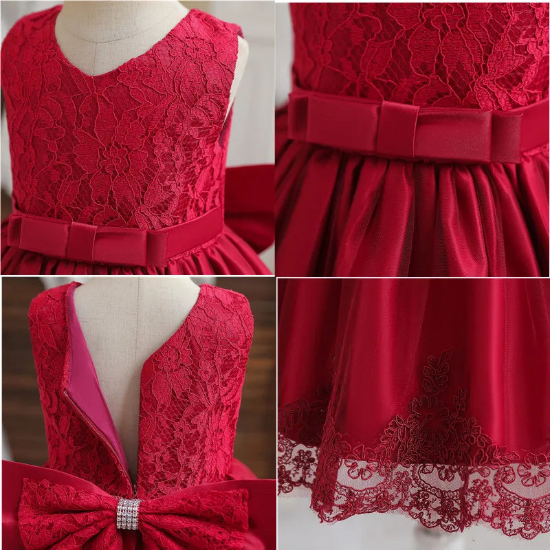 Cute Baby Girl's Tutu Dress Embroidery Lace Flower Princess Gown Birthday Party Newborn Formal Dress - The Clothing Company Sydney