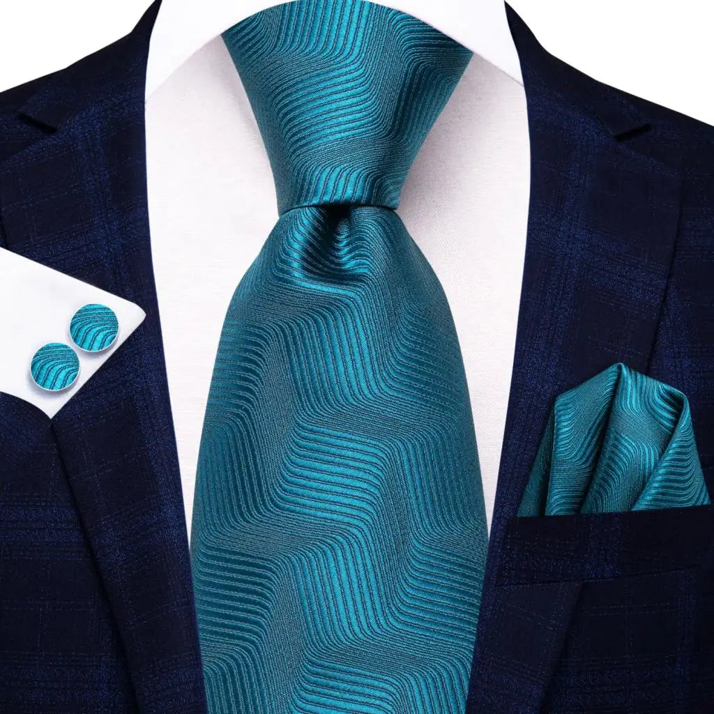 Green Paisley Silk Tie Set for Men – Necktie, Pocket Square & Cufflinks The Clothing Company Sydney