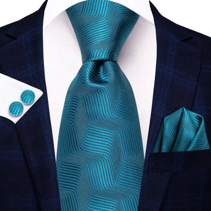 Green Paisley Silk Tie Set for Men – Necktie, Pocket Square & Cufflinks The Clothing Company Sydney