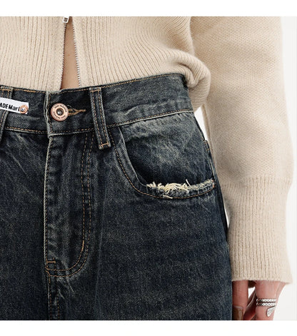 Women's Streetwear Retro High Waist Jeans Loose Wide Leg Denim Trousers Y2K Baggy Pants - The Clothing Company Sydney