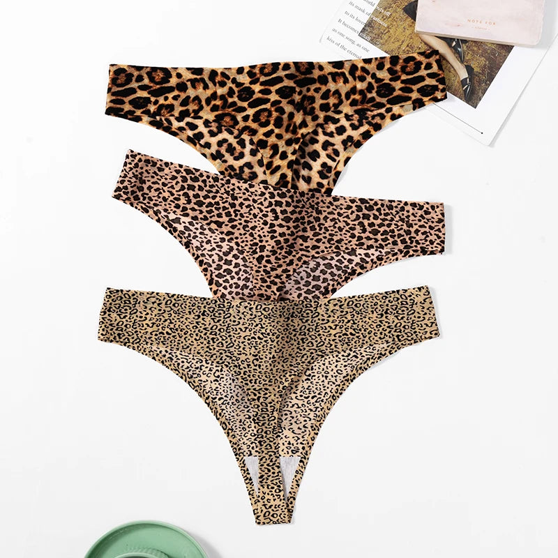 3 Pack Women's Panties Leopard Print Thongs Seamless Underwear Lingerie G-Strings T-Back - The Clothing Company Sydney