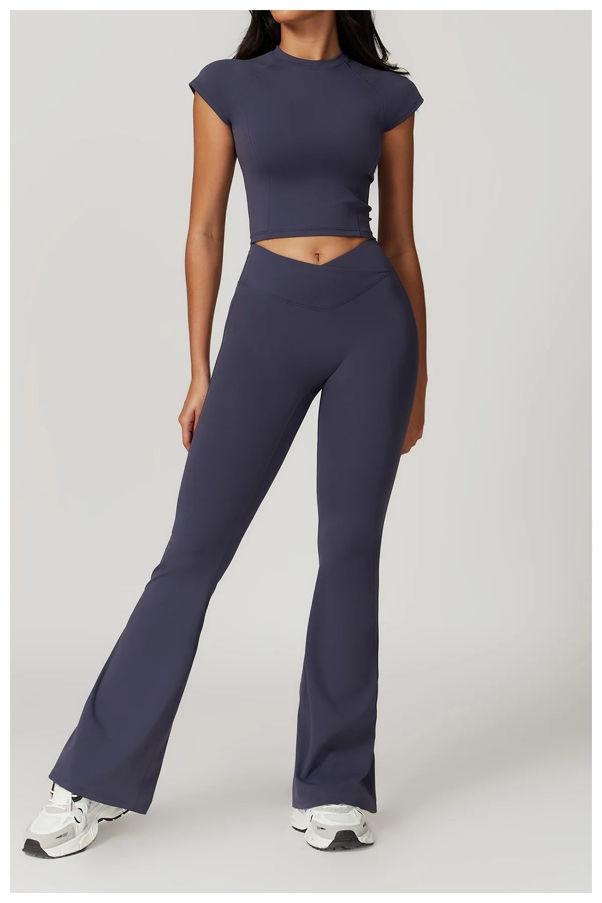 Women's Yoga Gym Activewear 2 Piece Set Sport Suit Workout Short Sleeve Crop Top High Waist Leggings Short Fitness Sports Wear