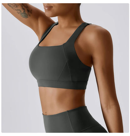 Crossed Shoulder Strap Yoga Bra Chest Pad Running Sports Bra Gym Top Women Stretch Pull Up Underwear Vest Fitness Tank Top The Clothing Company Sydney