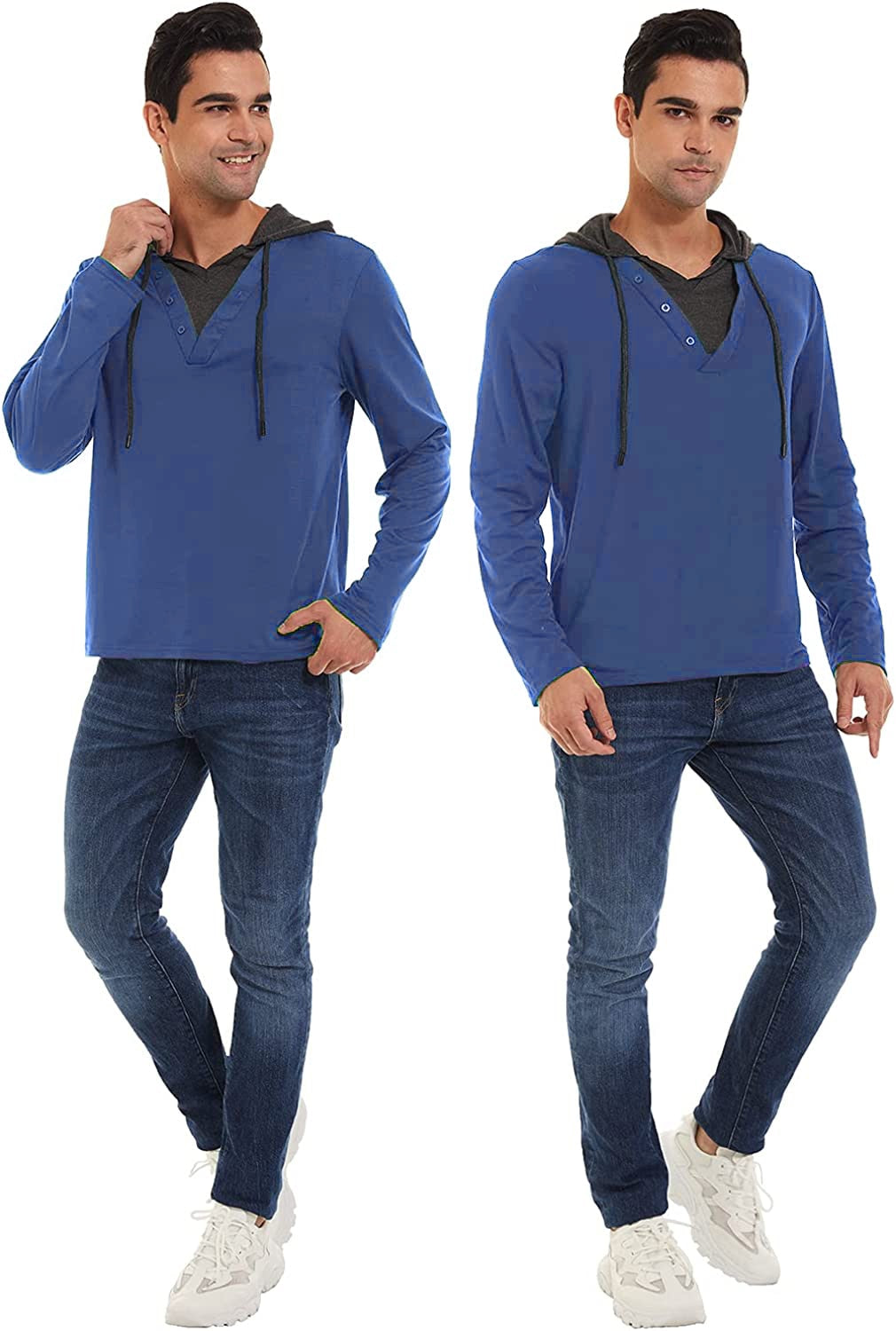 Men's Hoodies Sweatshirts Long Sleeve Solid Patchwork Single Breasted Drawstring Lightweight Casual Street Home Clothing Top The Clothing Company Sydney