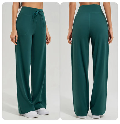 Women's High Waist Yoga Pants Gym Loose Running Yoga Pants Double Side Brushed with Pockets Pants Ties The Clothing Company Sydney