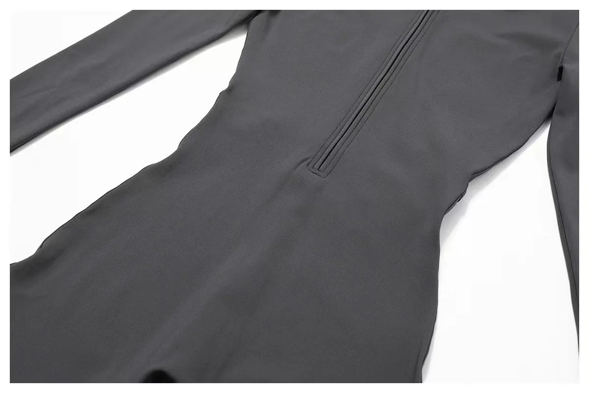 Women's One-piece Yoga Pants Short/Long-sleeved Warm ski Overalls Outerwear High Elastic Cycling Bodybuilding Bodysuit - The Clothing Company Sydney