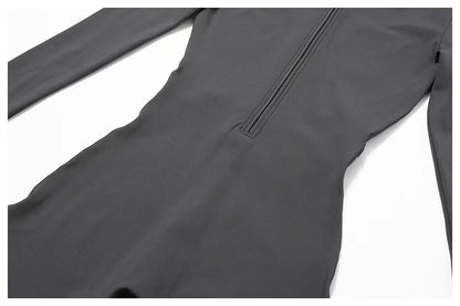 Women's One-piece Yoga Pants Short/Long-sleeved Warm ski Overalls Outerwear High Elastic Cycling Bodybuilding Bodysuit - The Clothing Company Sydney