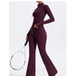 2 Piece Sports Suit Women Half Zipper Long Sleeves Slim Yoga Set Flared Activewear Gym Workout Sportswear The Clothing Company Sydney