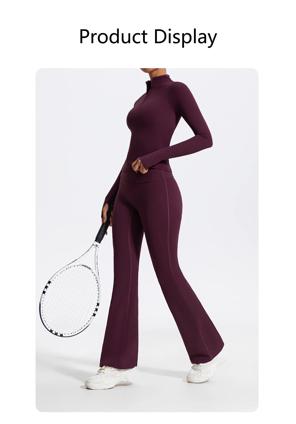 2 Piece Sports Suit Women Half Zipper Long Sleeves Slim Yoga Set Flared Activewear Gym Workout Sportswear The Clothing Company Sydney