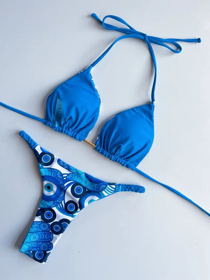 2 Piece Halter Micro Bikini Thong Swimsuit Women's Swimwear Bandage Brazilian Bathing Suit - The Clothing Company Sydney