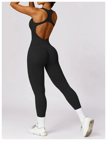 Seamless Gym Sport Jumpsuit Women Sportswear Hollow Backless Scrunch Fitness Overalls Push Up One Pieces Outfit Yoga Wear The Clothing Company Sydney