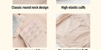 Spandex Elastic Body Suit Shapewear Women Body Shaper Long Sleeve Round Neck Seamless Shapers - The Clothing Company Sydney