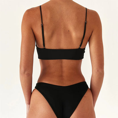 2 Piece Women's Push Up High Cut Bikini Set Two Piece Low Waist Swimsuit Fashion Swimming Set With Chest Pad Swimwear - The Clothing Company Sydney