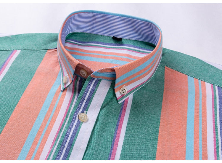 Men's Versatile Casual Checkered Oxford Cotton Shirts Single Pocket Long Sleeve Standard-fit Button Down Gingham Striped Shirt The Clothing Company Sydney