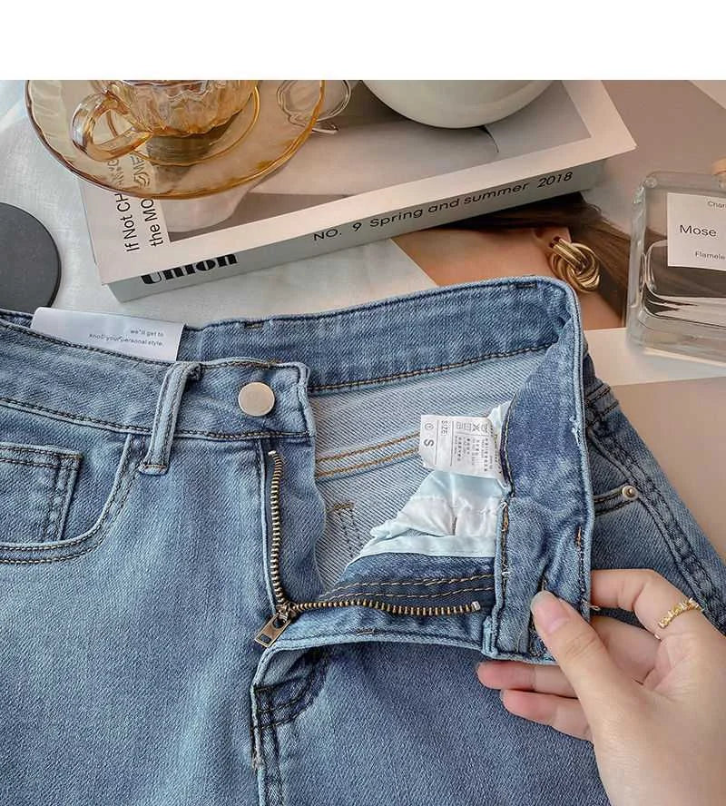 High Waist Plus-size Women Jeans Student Casual Versatile Trendy A- line Hot Pants Cotton Jeans Shorts The Clothing Company Sydney