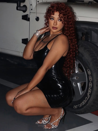 PU Leather Party Night Club Elegant Slip Bodycon Sleeveless Bodycon Mini Dress Ladies Summer Short Dresses - The Clothing Company Sydney