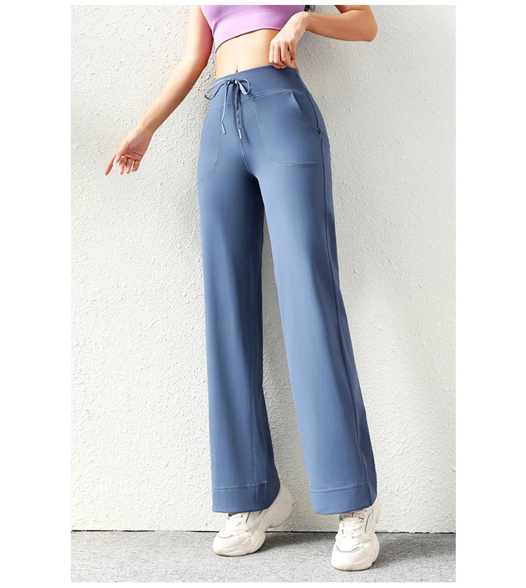 Women's Casual Loose Straight Running Sweatpants Wide Leg Drawstring Design With Side Pockets Leggings Yoga Pants The Clothing Company Sydney