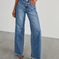 Spring Summer Women's Clothing Solid Color Loose Wide Leg Side Seam Stitching Frayed Hem Jeans The Clothing Company Sydney
