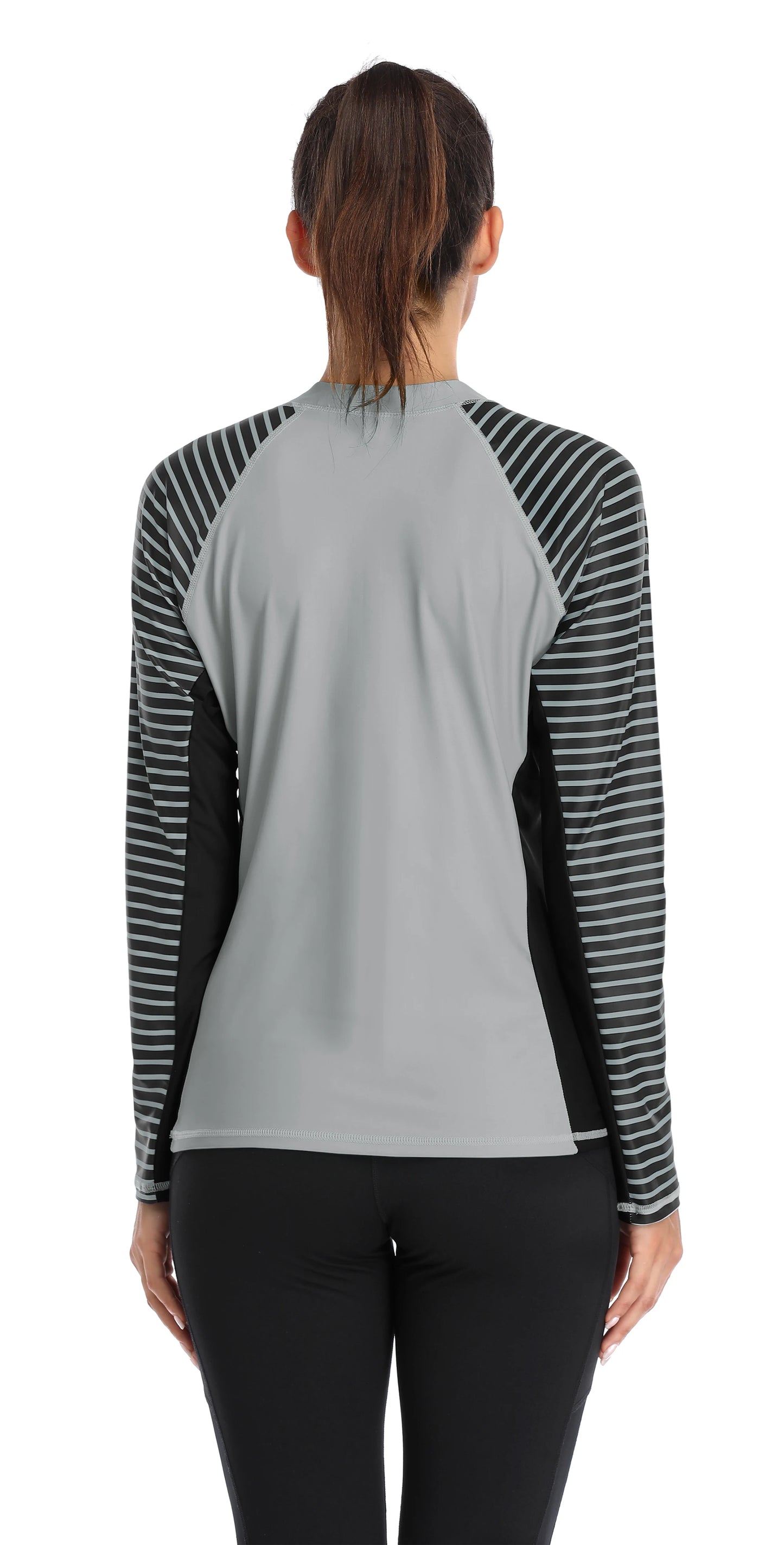 Womens Long Sleeved Rashguard Swimwear Striped Rash Guards Patchwork Surfing Swimsuits UPF50+ Top - The Clothing Company Sydney