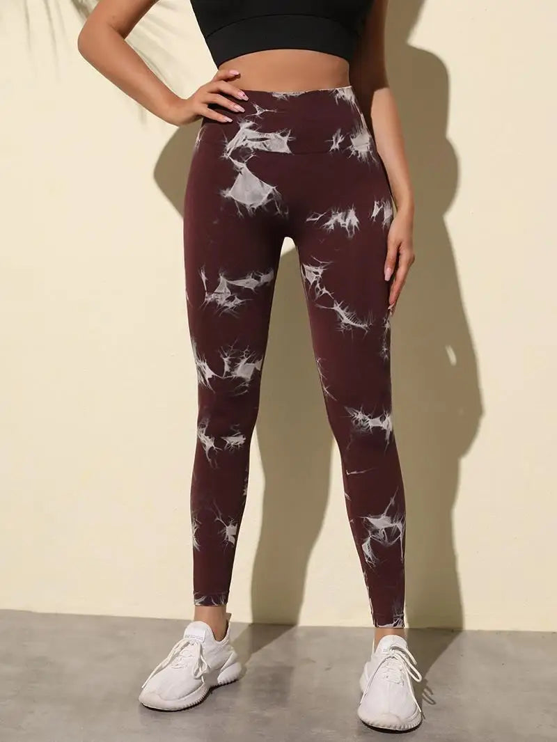 Hip Lifting Seamless Fitness Gym Leggings Tie-Dye Yoga Pants Women's Exercise Tights High Waist Workout Pants The Clothing Company Sydney