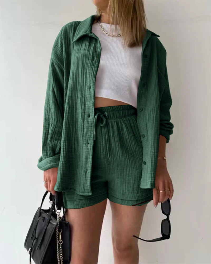 Summer Women's Suit Short Sets Outfits Suit Two Piece Button Up Matching Outfit Set - The Clothing Company Sydney