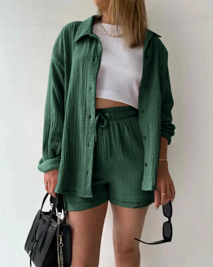 Summer Women's Suit Short Sets Outfits Suit Two Piece Button Up Matching Outfit Set - The Clothing Company Sydney