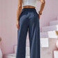 Women's Cotton Linen Loose Wide Leg Pants Summer Female High Elastic Waist Button Casual Streetwear Trousers The Clothing Company Sydney