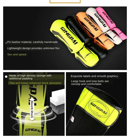 Boxing Shin Guards PU Leather Protect Leggings Equipment Martial Art Muay Thai Leg Taekwondo Feet Ankle Karate Protector The Clothing Company Sydney