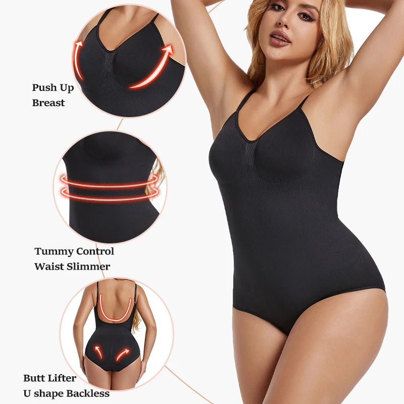 Womens Backless Bodysuits Seamless Shapewear Body Shaper Camisole Tops Corset Shapewear
