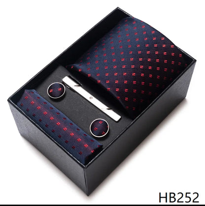 4 Piece Tie Handkerchief Cufflink Set For Men Necktie Holiday Gift Box Blue Gold Suit Accessories Slim Wedding Set The Clothing Company Sydney