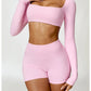 2 Piece Long Sleeve Gym Set Women Yoga Clothes Quick-Drying Sportswear Running Leggings Workout Sports Crop Top Shorts