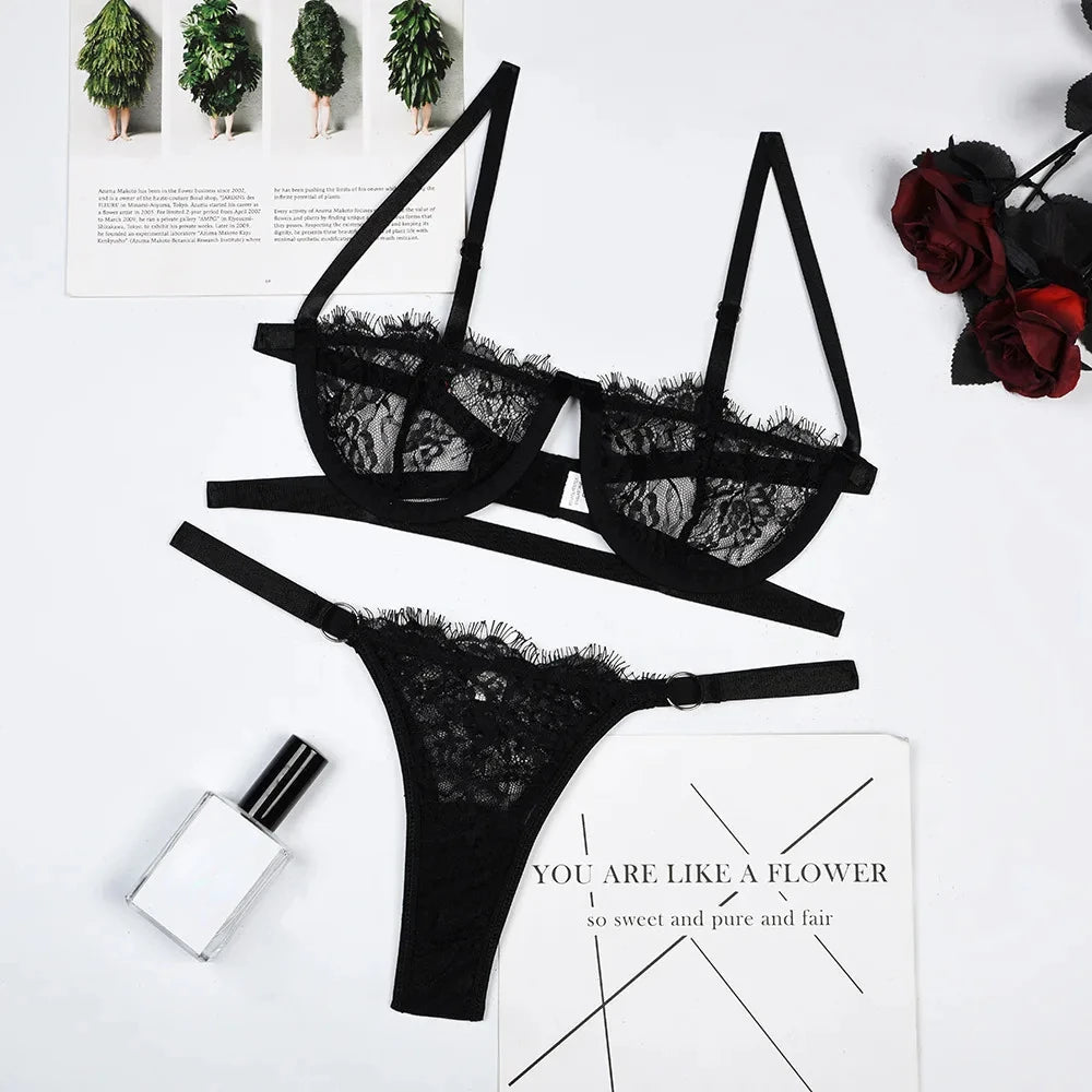 2 Piece Lingerie Woman Lace Transparent Underwear Fairy Embroidery Brief Push Up Bras Set The Clothing Company Sydney