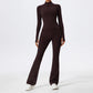 2 Piece Sports Suit Women Half Zipper Long Sleeves Slim Yoga Set Flared Activewear Gym Workout Sportswear The Clothing Company Sydney