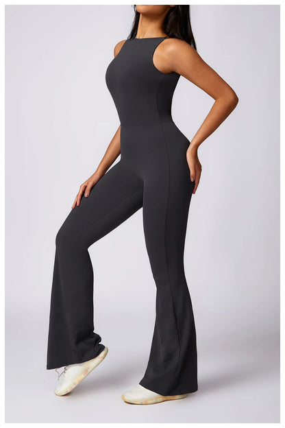 Women's V Back Jumpsuit Gym Set Sports Jumpsuit Training Yoga Suit Fitness Rompers Stretch Workout Bodysuits Sportswear - The Clothing Company Sydney