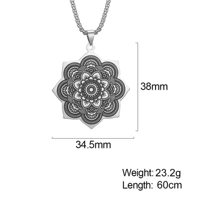 Yoga Lotus Om Aum Symbol Pendant Necklace Hindu Buddhist Stainless Steel Chain Meditation Spiritual Religious Jewellery The Clothing Company Sydney