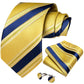Designer Striped Silk Classic Ties For Men Wedding Accessories Gift For Men Neck Tie Set Pocket Square Cufflinks Set - The Clothing Company Sydney