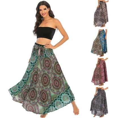 Women's Summer Long Boho Bottom Vintage Casual Loose Fashion y2k Maxi 2 in 1 Skirt Dress - The Clothing Company Sydney