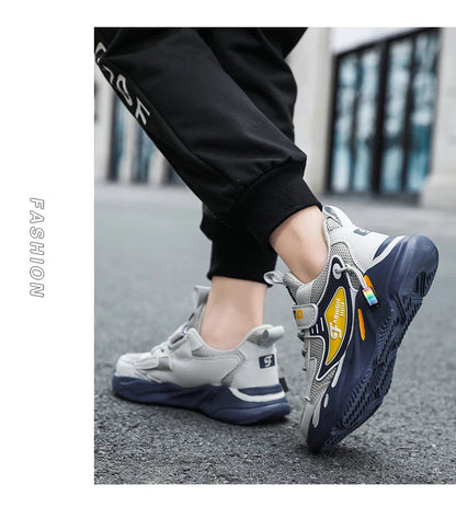 Boys’ Breathable Mesh Sneakers – Non-Slip Lightweight Kids Sports Shoes with Hook & Loop Closure (Ages 7–13) The Clothing Company Sydney