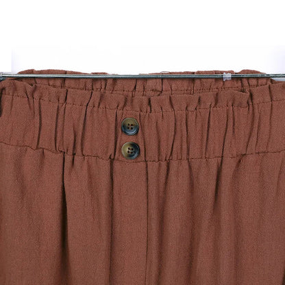Women's Cotton Linen Loose Wide Leg Pants Summer Female High Elastic Waist Button Casual Streetwear Trousers The Clothing Company Sydney