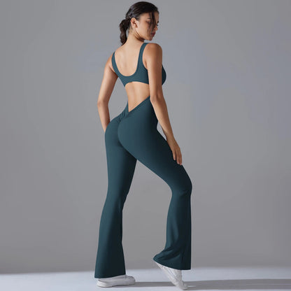 V Back Jumpsuit Gym Set Women Training Yoga Suit Sportswear Sports Fitness Rompers Stretch Workout Bodysuits The Clothing Company Sydney