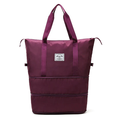 Travel Bag Women Shoulder Bag Casual Handbag Double Zipper Expansion Bag Large Bag Fashion Luggage Bag - The Clothing Company Sydney