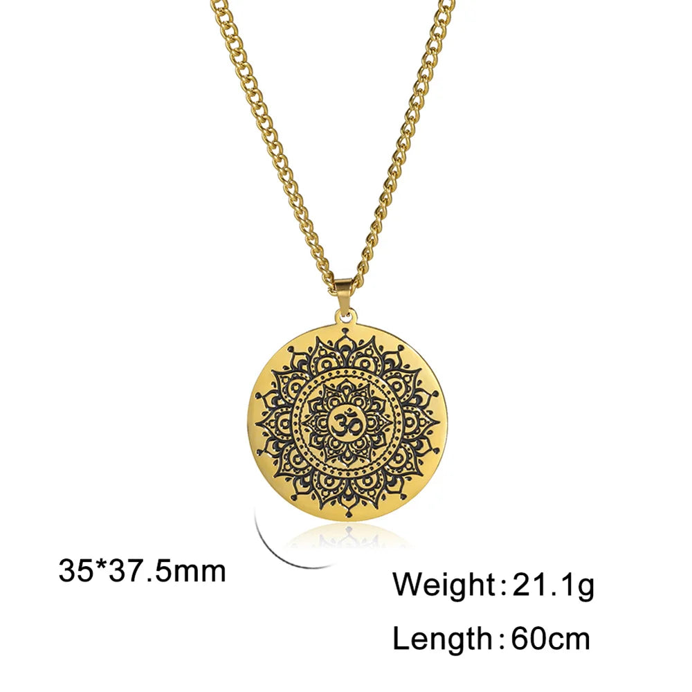 Yoga Lotus Om Aum Symbol Pendant Necklace Hindu Buddhist Stainless Steel Chain Meditation Spiritual Religious Jewellery The Clothing Company Sydney